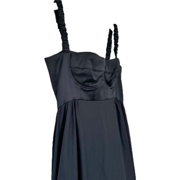Anna October Snowdrop Bustier Ruched Strap Ruffle Hem Black Maxi Dress Size S - Picture 5 of 12